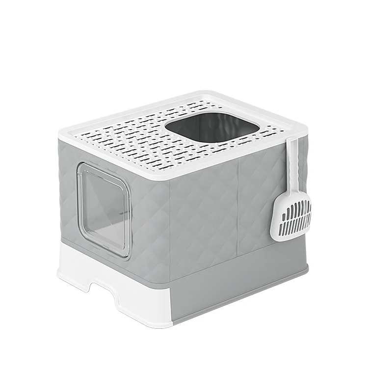 Folding fully enclosed cat litter box